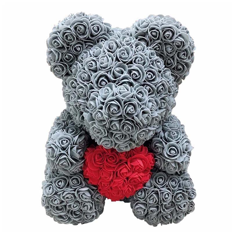 Lovely Big Red Rose Flower Bear Toys Ornaments for Valentines's Day 25cm YE