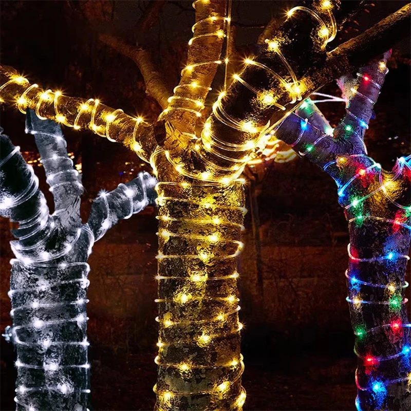 5M/10M/20M Solar LED Lichtslingers Fairy Tube Light String Outdoor Waterdicht 8 Modus voor Huis Tuin Patio Kerst Bruiloft Decor