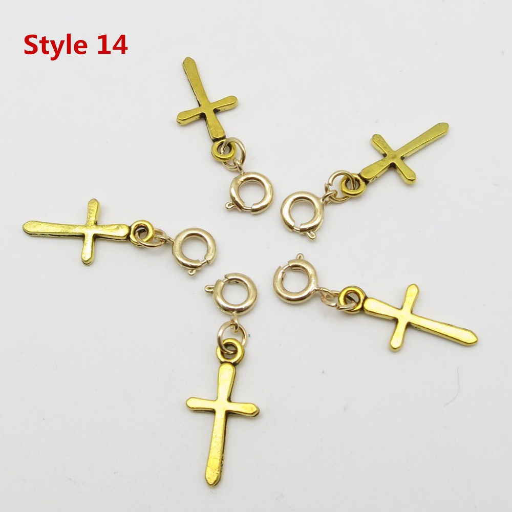 5 stks/pak shell boom DIY Charms haar vlecht dread dreadlock kralen clips manchetten ringen Gouden Sluitingen Sieraden dreadlock accessoires: 5pcs Style 14