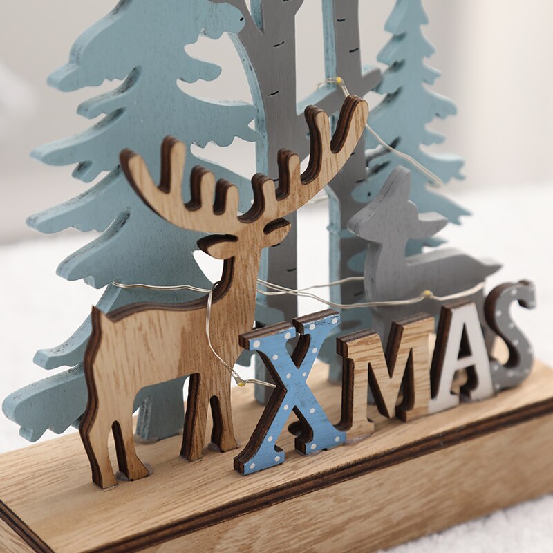 [VIP] Nordic Wooden Christmas Elk with Light Strip Desktop Ornaments Shop Layout Home Decorations Christmas