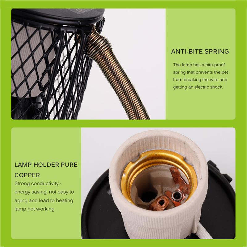 Lampada riscaldante per animali domestici luce a infrarossi in ceramica con gabbia di sicurezza emettitore lampada di calore forniture per animali domestici polli rettile serpente lucertola lampada