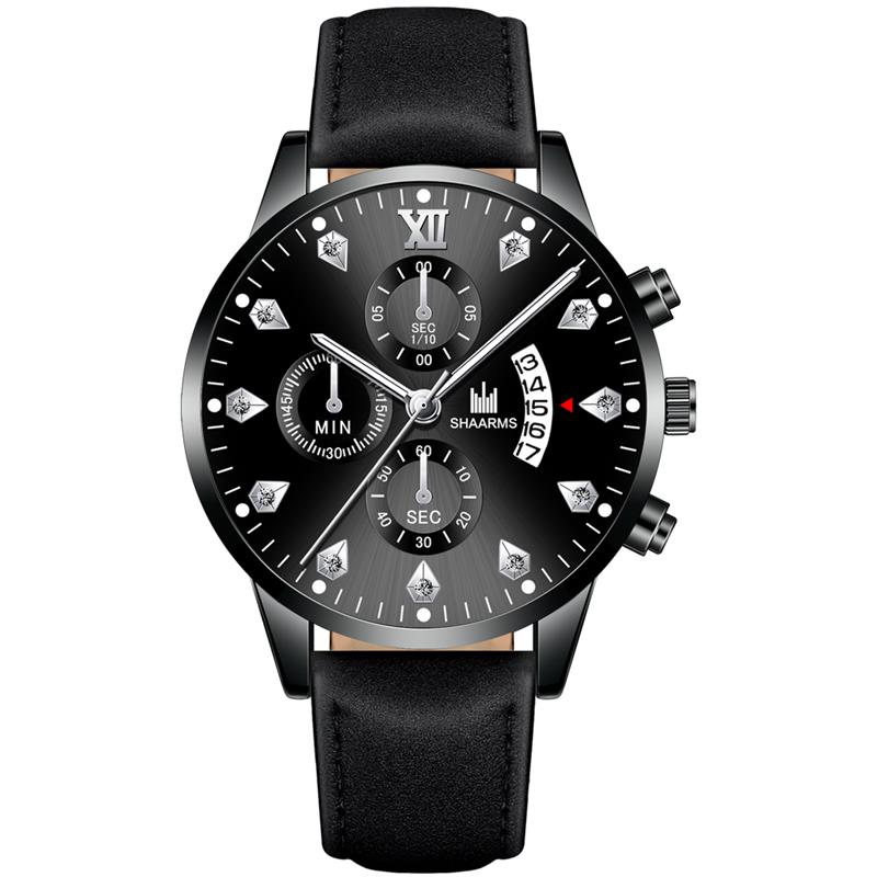 SHAARMS hommes montre bracelet en cuir Quartz montre-bracelet Date horloge Sport montres Relogio Masculino: I