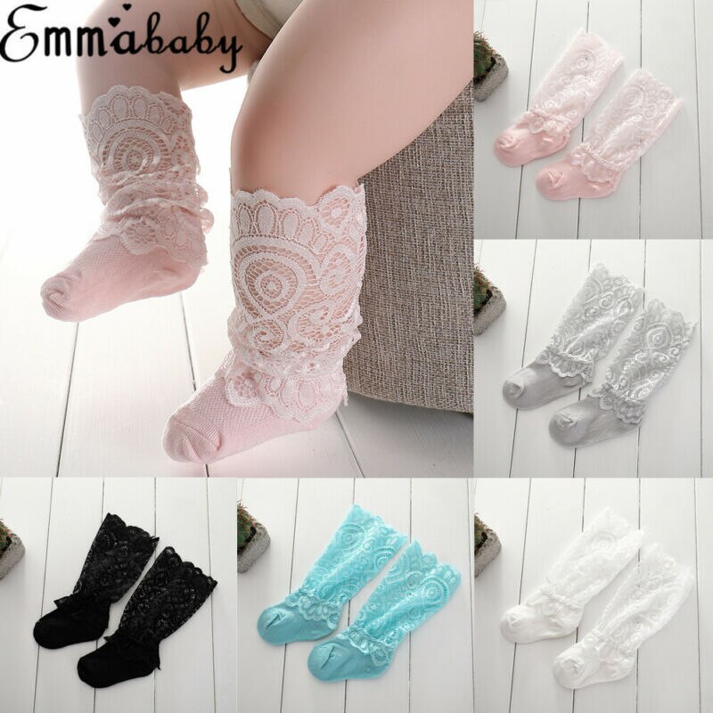 Summer Baby Toddlers Girls Lace Knee High Long Soft Cotton Lace Ruffle Socks Kids Socks