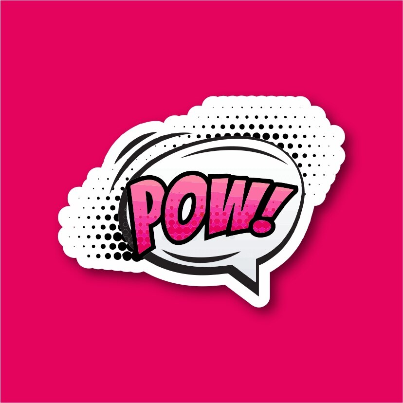 Pow! Pop Art Laptop En Telefoon Sticker-Decal Max.8cm