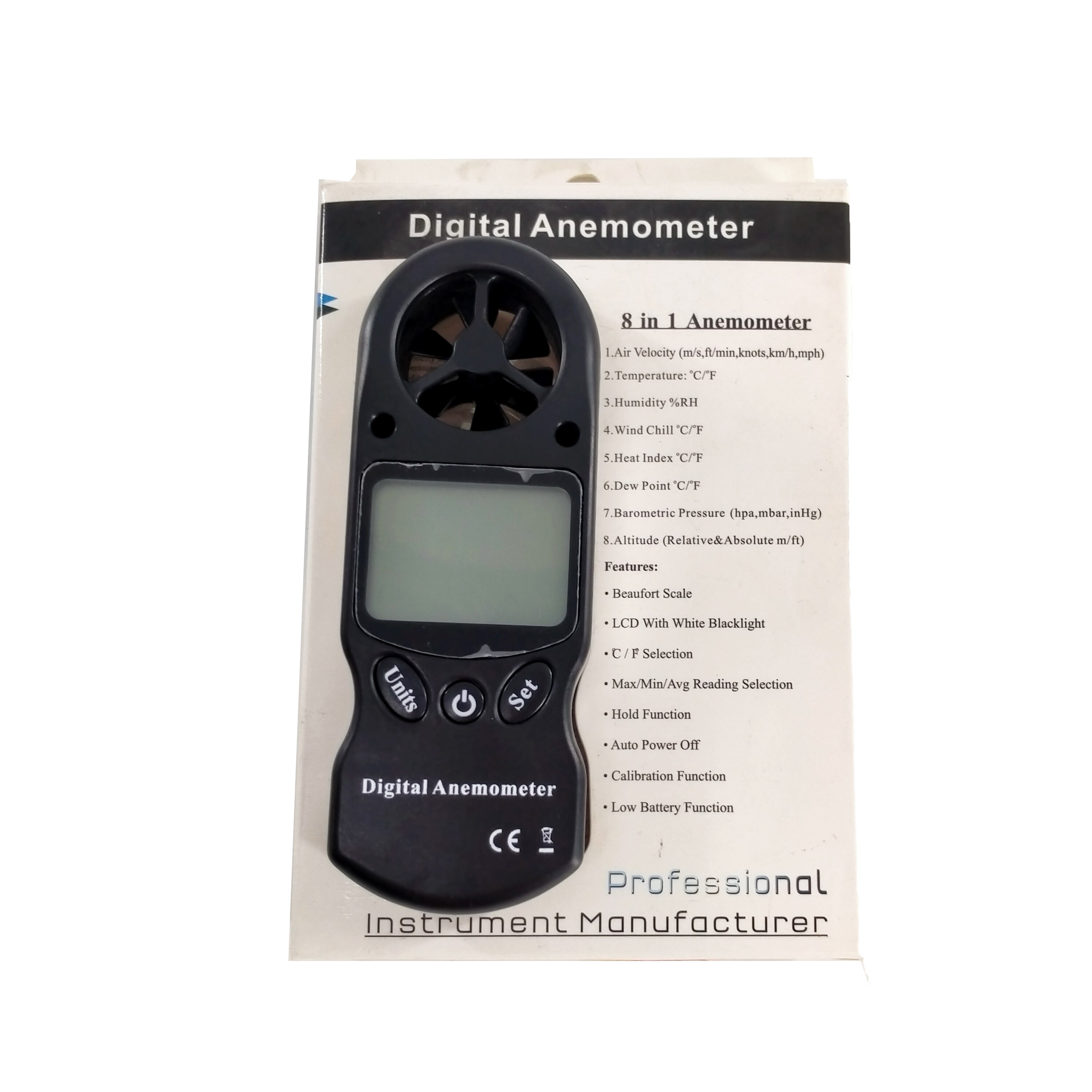 Digitale Anemometer Met Handheld Wind Meter Windsnelheid Tester M/S, Ft/Min, Knopen, km/H, Mph