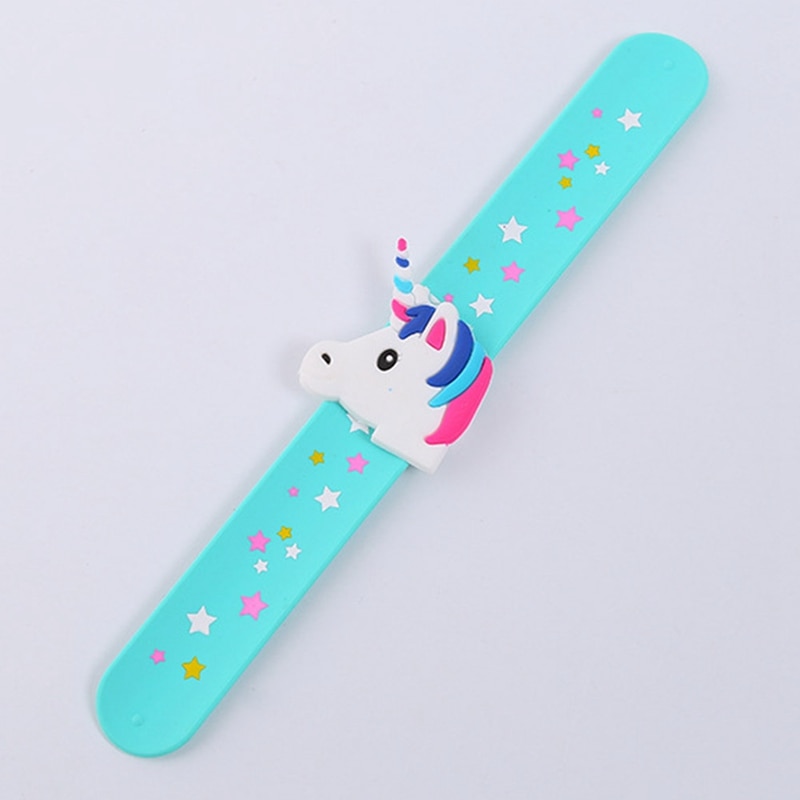 Kid Children Girl Boy Star Printing Colorful Unicorn Wristband Flexible Wrap Slap Bracelet Animal Enfant Bangle: LB