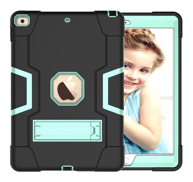 Heavy Armor Shochproof kids Silicone Cover case for iPad 10.2 7 7th Gen A2198 A2200 A2197 10.2" Tablet Funda Capa: Black Mint G