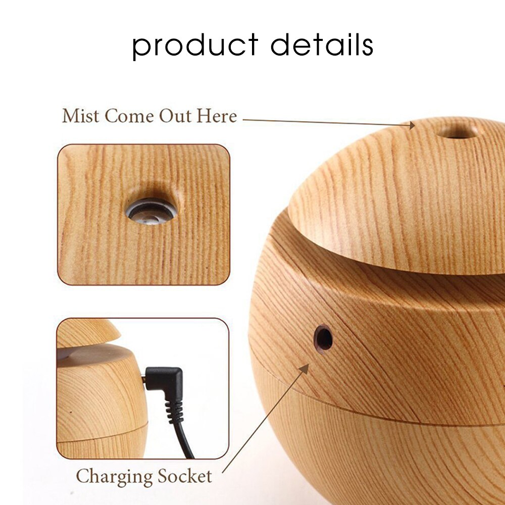 Wood Grain USB Air Humidifier Aroma Diffuser LED Night Light Electric Essential Oil Diffuser aromatherapy For Home Office