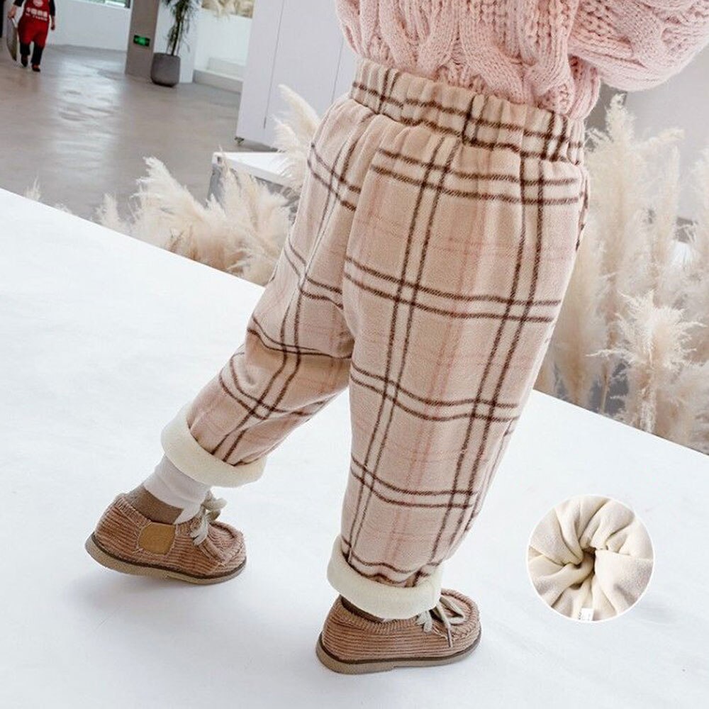 Korean Children Plaid Pants Kids Winter Autumn Clothes Girls Trousers for baby boys pants toddlers thick warm fleece good