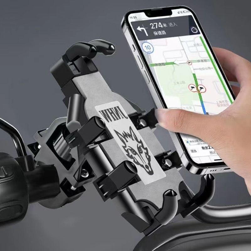 Motorcycle Phone Holder with 360° Rotation, Anti-Shake Motorcycle Phone Mount, Adjustable Handlebar Cellphone Holder for bikes