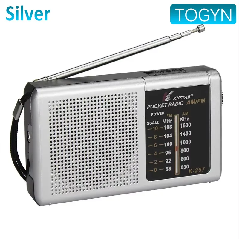AM FM Portable Mini Two Band Radio Fullwave Band Battery Powered Radio Built-In Speaker Outdoor Emergency Radio for Elders: Silver