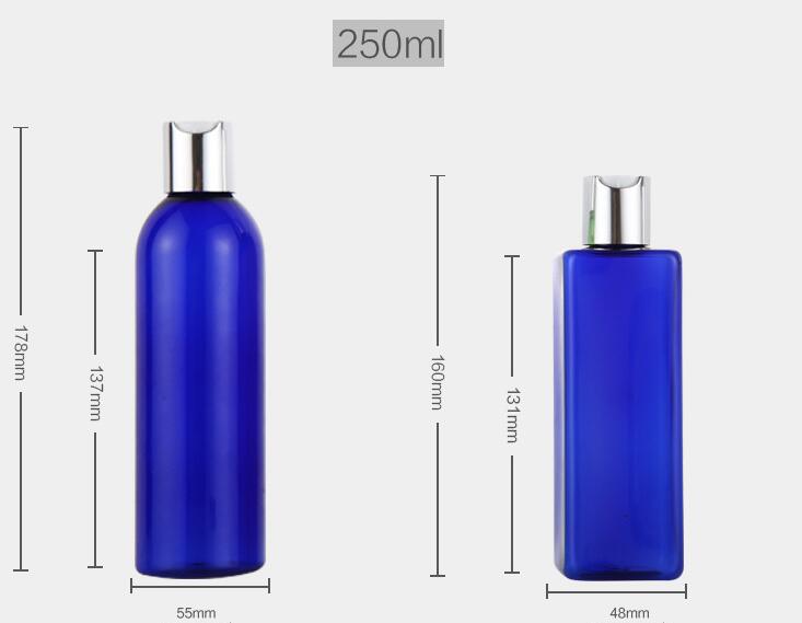 10 stuks/partij 250ml schijfvormige dop fles lege plastic huisdier lotion fles reisformaat plastic flessen voor shampoo