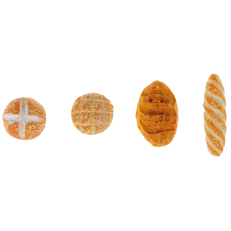 4pcs 1:12 Miniature Dollhouse Mini Resin Bread Dollhouse Miniature Food Breakfast Snack Dessert