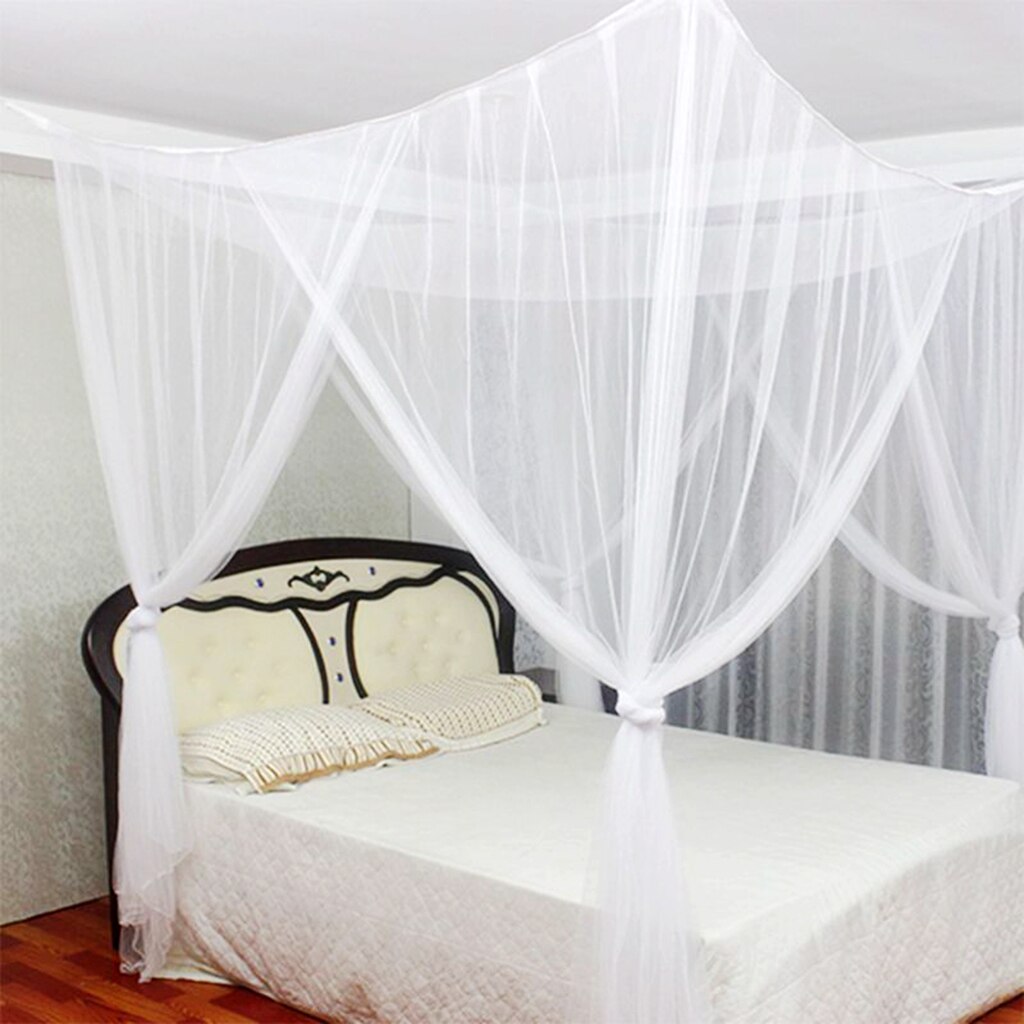 4 Poster Princess Bed Canopy Netting Functional Mosquito Net 210x190x240cm