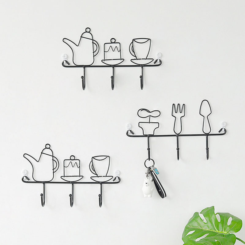 Nordic Ins Smeedijzeren Opslag Rack Sleutelhouder Muur Haken Home Decoratie Accessoires Cartoon Bestek Haken Kamer Organizer