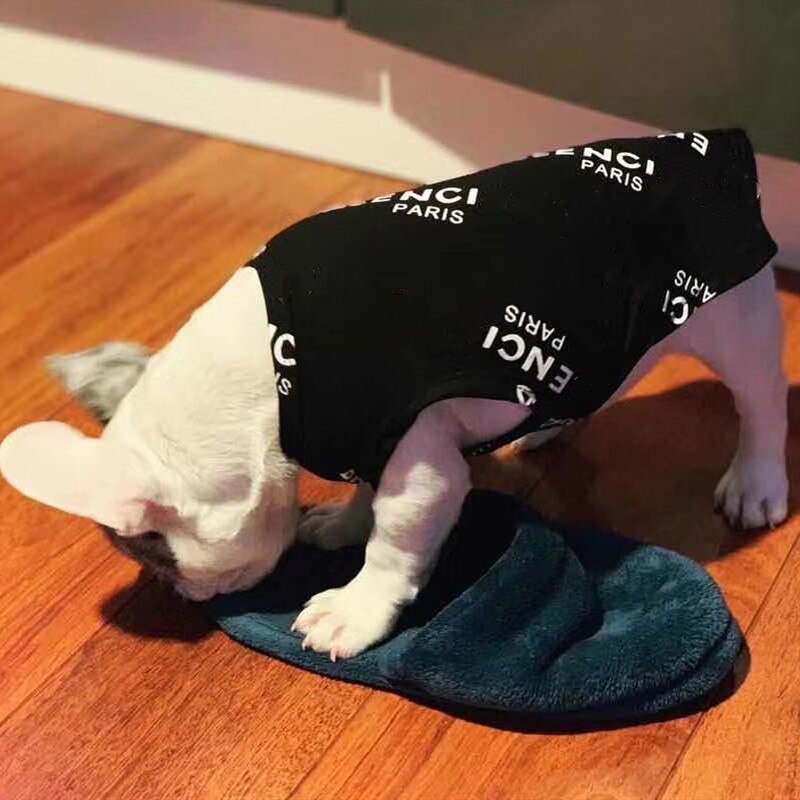 Small Dog Clothes Pet Cat Vest Cute Kitten Cat Costume Puppy Printed Black T Shirt Summer Thin Vest Pets Clothing Ropa Perro