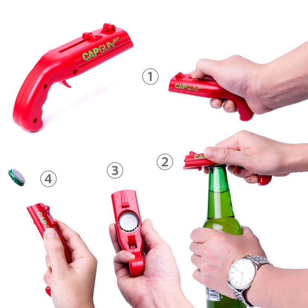 Creatieve Draagbare Flying Cap Opener Bier Flesopener Launcher Drink Opening Cap Shooter Bar Gereedschap 13X5.5X3.8 cm Shooter Opener