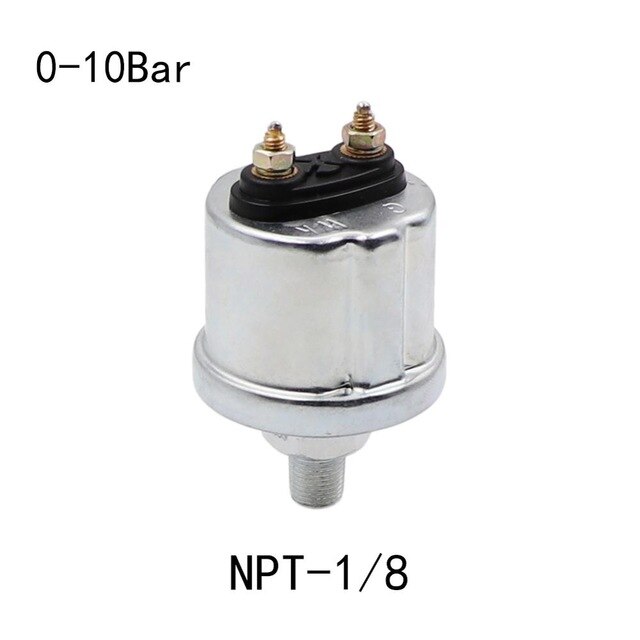 NPT-1/8 M10x1 Sensor de manómetro de aceite apto para manómetro de presión de aceite de 0-5 Bar 0-10 Bar con alarma, luz trasera roja de 12V 24V: NPT18 0-10Bar