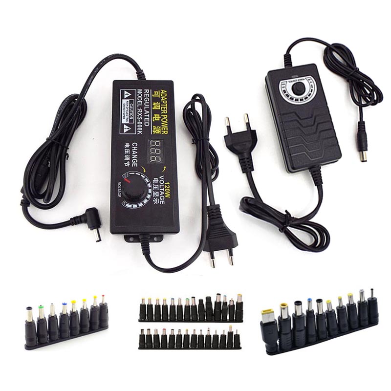 Adaptador de fuente de alimentación de AC100-240V a CC, 3-12V/3-24V, 3V, 6V, 9V, 12V, 15V, 18V, 24V, 2A, 5A, 10A, adaptador de conector de cargador ajustable