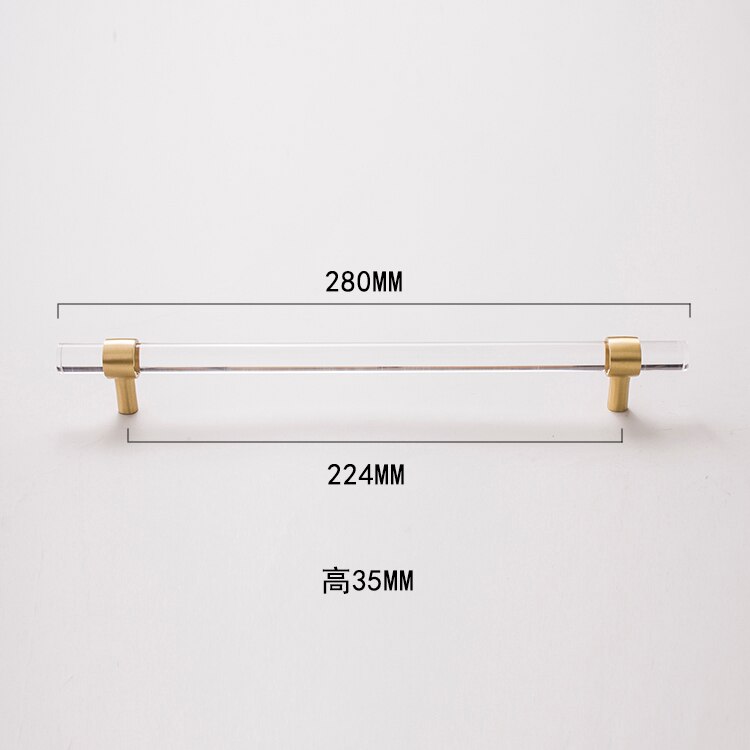 Möbler akryl guld transparent ren koppar mässing skåp bar låda garderob ljus lyx dörrhandtag: 280mm