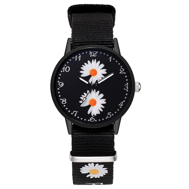 Kleine Daisy Armbanduhr Frauen Nylon Strap Kleid Quarzuhr Einfache Wilden Freundinnen Paar Uhr Geburtstag Frauen: e
