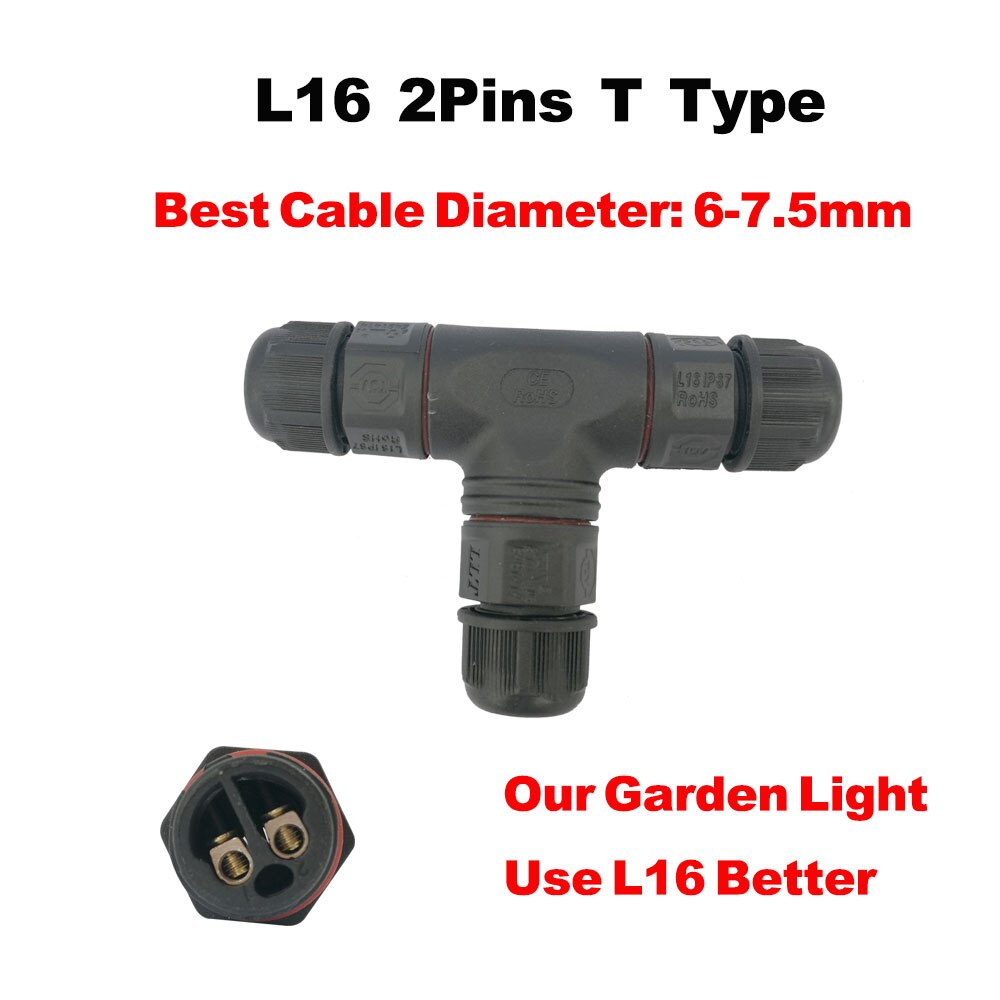 IP67 Waterproof Connector 2 Pin 3 Pin Electrical Terminal Wire Adapter Connector Screw and Soldering Pin connector for LED Light: L16-2T