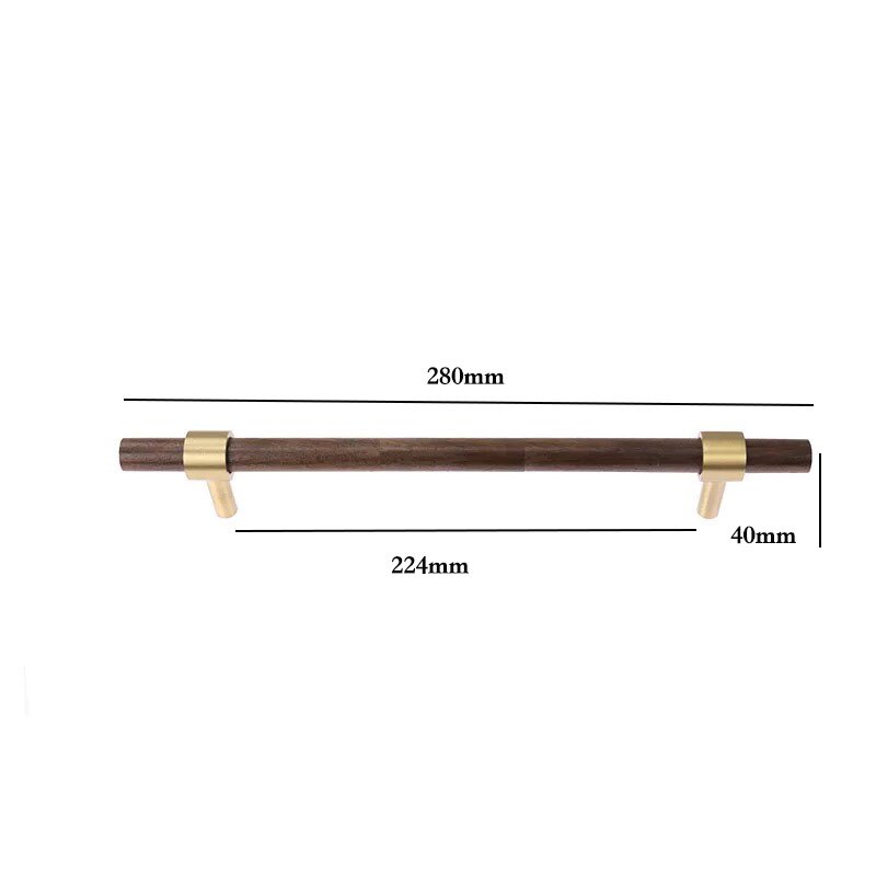 Messing Nussbaum Schrank Griffe Holz Griff für Schrank Kommode Knöpfe Schublade Zieht Möbel Tür Hardware: 280mm length