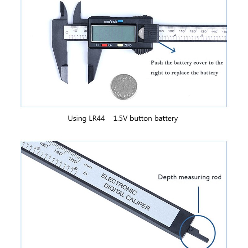 INGBONT 6Inch 0-150MM LCD Ruler Digital Vernier Caliper High Precision Electronic Micrometer Metalworking Measuring Gauging Tool
