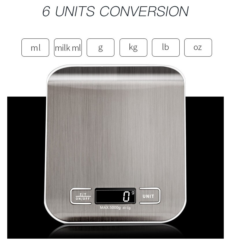 Digital Kitchen Scale 1g/0.1oz Precise Stainless Steel Food Scale for Cooking Baking weighing Scales Electronic LCD Display