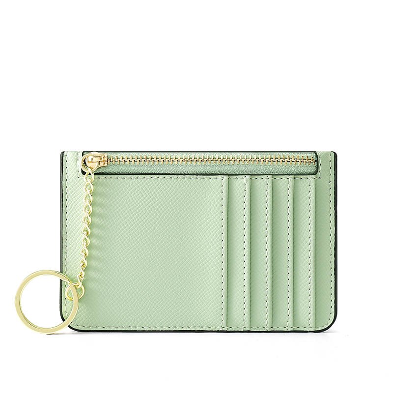 Effen Kleur Kaarthouder Voor Vrouwen Super Dunne Kleine Vrouwelijke Portemonnee Pu Lederen Mini Zaken Id Credit Card Case Vrouwen sleutelhanger: Green