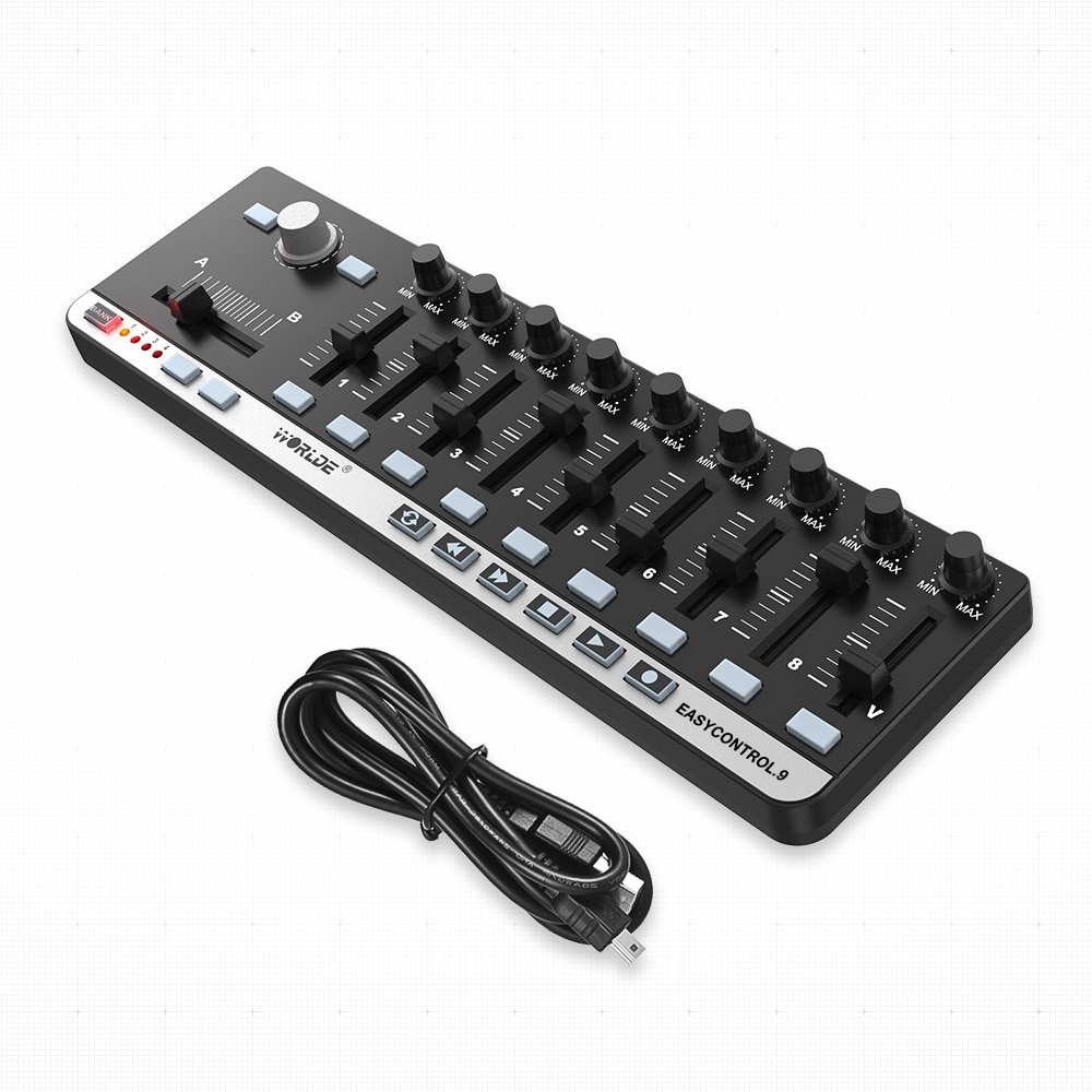 Worlde EasyControl.9 Slim-Line MIDI Controller Portable Mini USB 9 Slim-Line Control MIDI Keyboard Controller