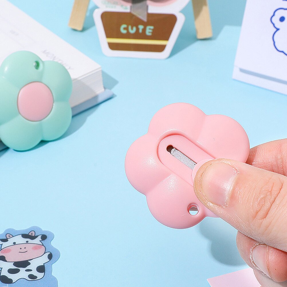 5Pcs Mini Cutters Telescopische Utility Cutters Briefopeners Met Sleutelhanger Gat