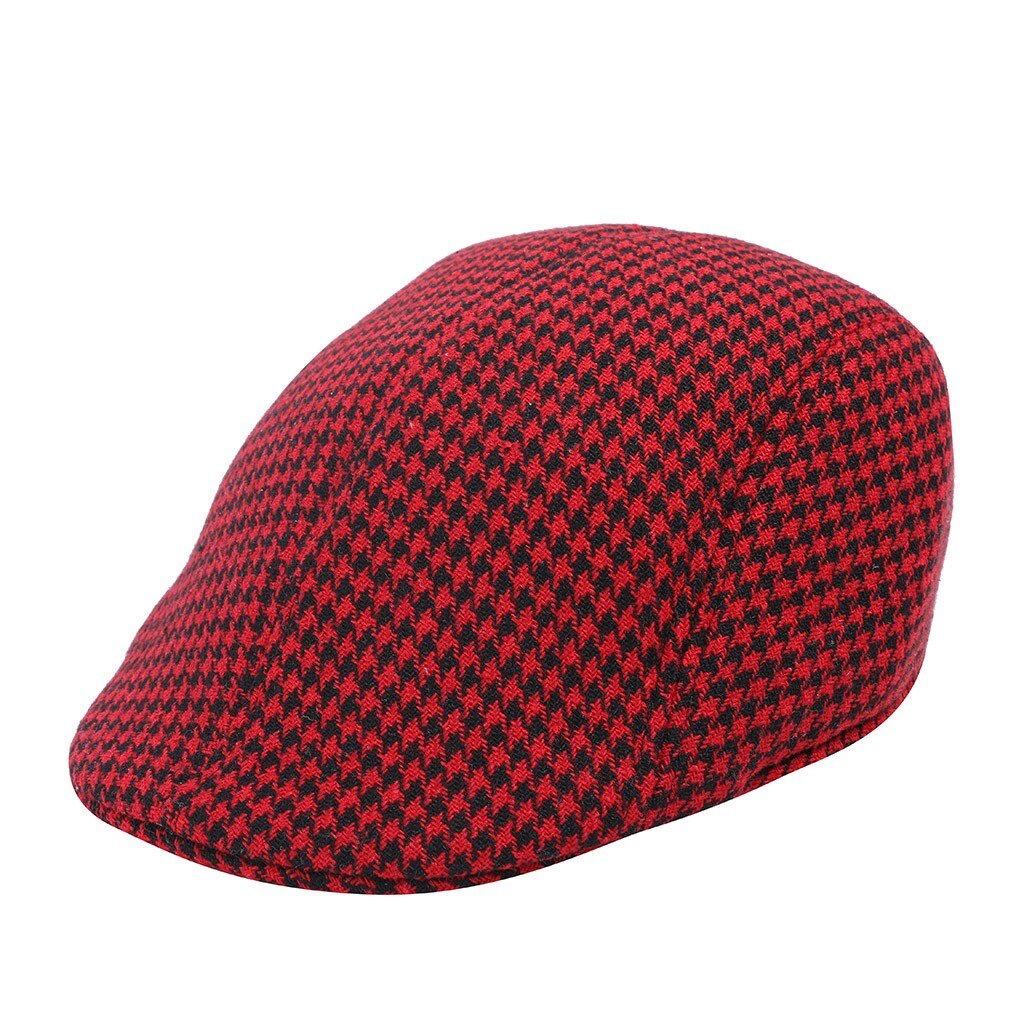 Mannen Vrouwen Soft Houndstooth Retro Hoeden Casul Ademend Winter Warm Comfort Baret # p2: B