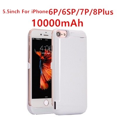 10000 mAh ładowarka Case dla iPhone 7 6 6s 8 Plus telefon ładowania baterii skrzynki pokrywa dla iPhone 5 SE 5S 5C Power Bank Case: 6P 6SP 7P 8P White