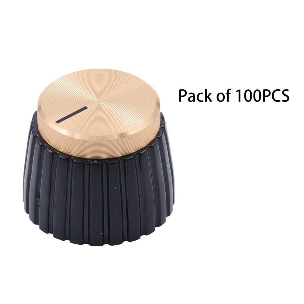 19.5x15.5mm Aluminium Plastic Set Pointer Knop Cap Voor Marshall Gitaarversterker Effect Pedaal Overdrive 1/4 "Messing insert Zwarte Goud: Gold-100PCS