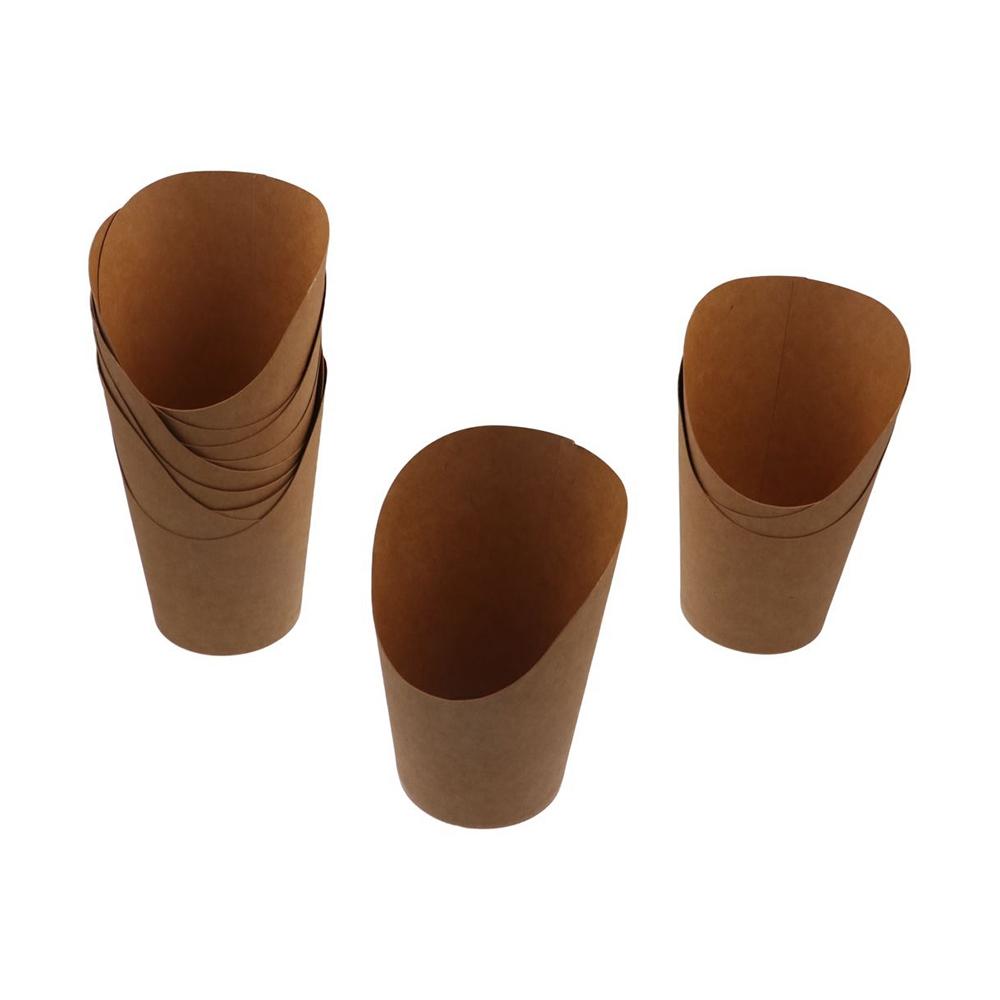 50pcs Charcuterie Cups Disposable Kraft Paper Slant Cup Water Proof Thickened French Fries Cup Oil-proof Ice Cream Cup Sundae