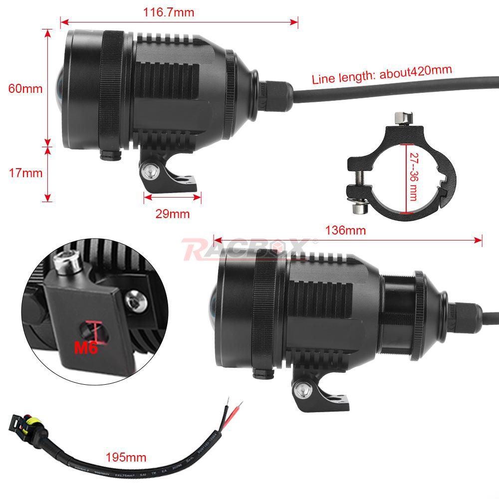 30W Motorcycle Spotlight Adjustable External Motorbike Spotlight Integrated LED Lamp Universal For Motorcycle ATV UTV Dirt Bike