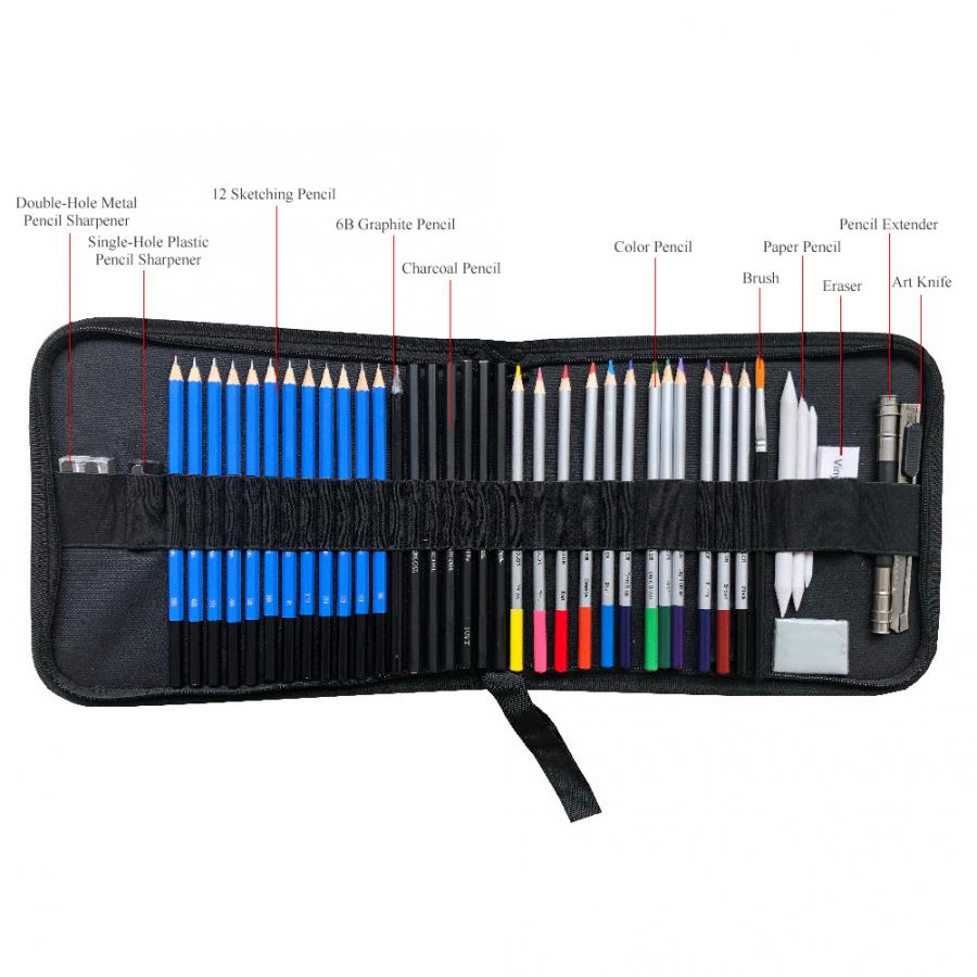 41pcs Sketching Pencil Artist Drawing Wood Pencils Kit for Art Students School Supplies Sketching Set for painter, children
