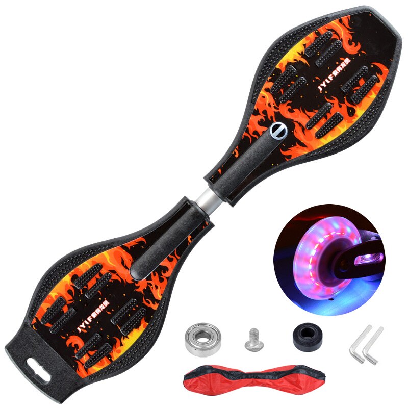Snake board-ruedas intermitentes para adultos, 88cm, 35 pulgadas, para principiantes, deslizantes al aire libre, 2 ruedas, de aleación de aluminio: A9 flash wheels