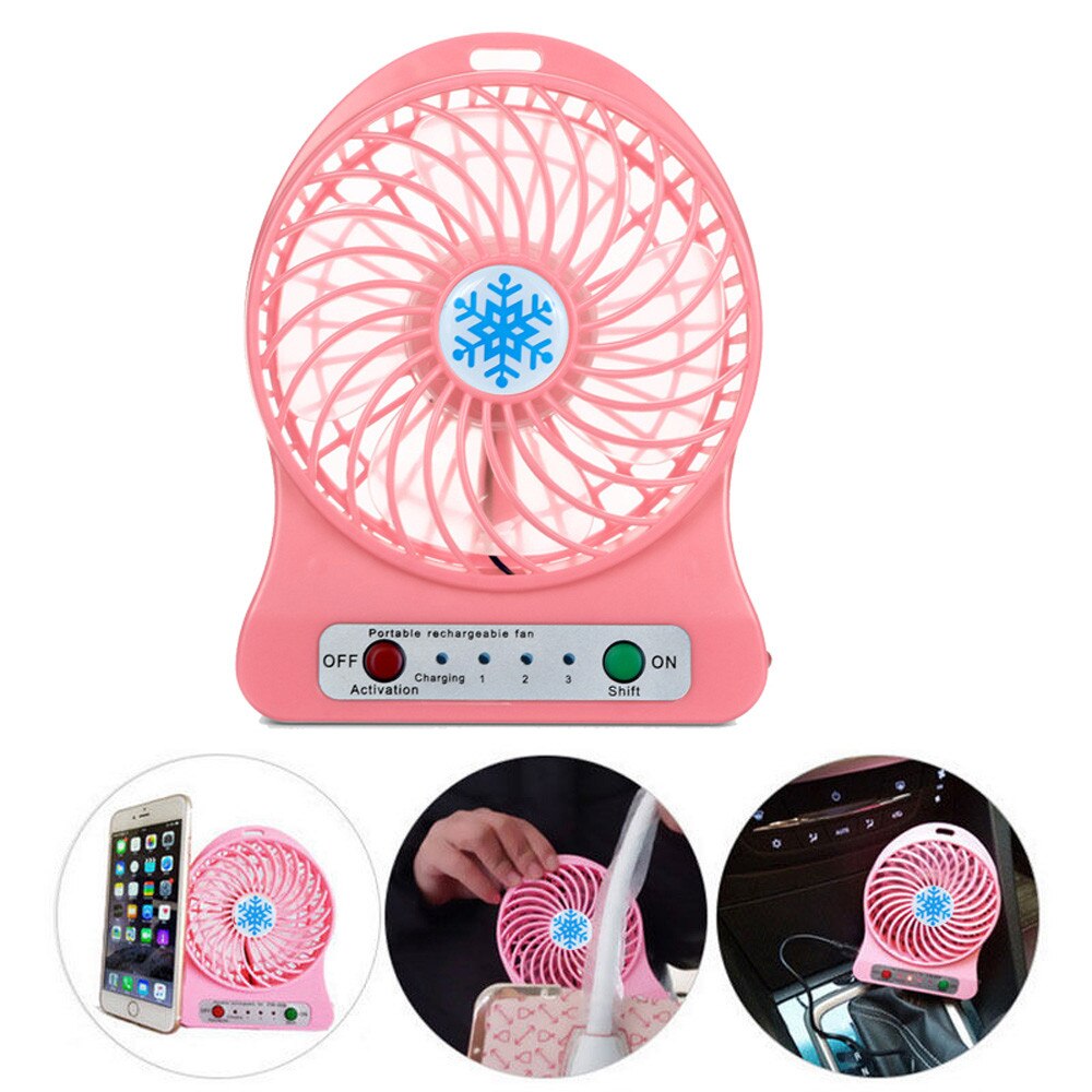 1 Pc Draagbare Persoonlijke Mini Fan Verstelbare 3 Speed Usb Oplaadbare Fans Home Office Desk Cooler Led Light Ventilator Zomer luchtkoeler