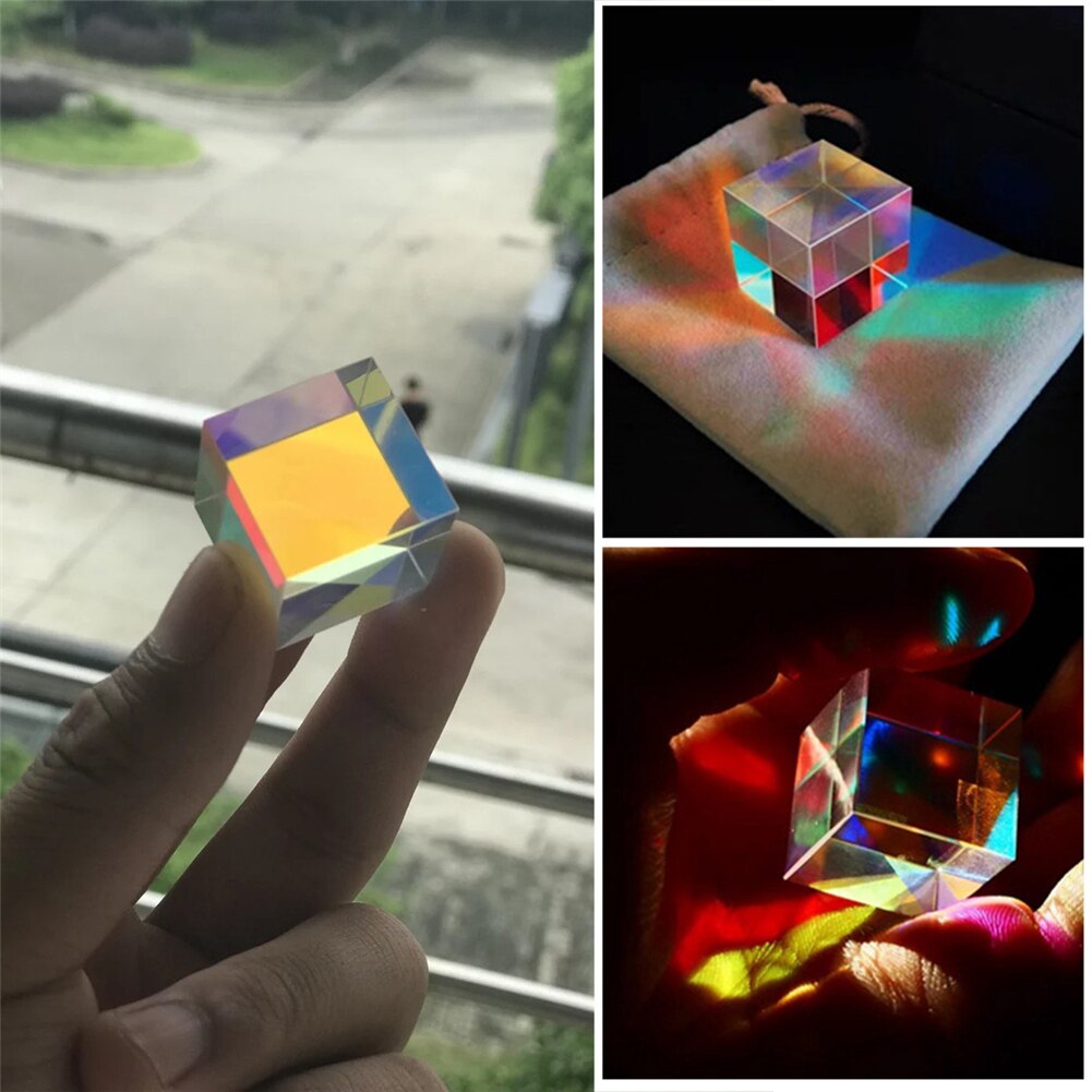 Regenboog Prisma Optische Glas Zes-Zijdige Helder Licht Combineren Cube Natuurkunde Onderwijs Gebroken Licht Spectrum Experiment Instrument