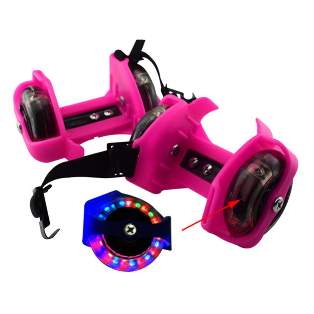 2Pcs Kid Children Outdoor Adjustable LED Flashing Wheel Heel Shoes Skate Rollers