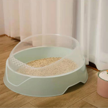 Semi-cerrado para desechos de gatos caja de baño redondo gato bandeja de arena grande pequeño Anti-splash desodorante arena gran tarta de huevo 3 Color