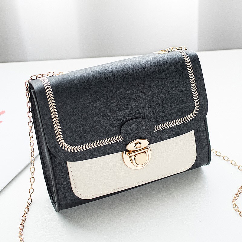 Women Shoulder Bag Casual Handbag for Women Mini Bags Chain Handle Messenger Crossbody Bags Lady Lock Wallet Handbags: Black