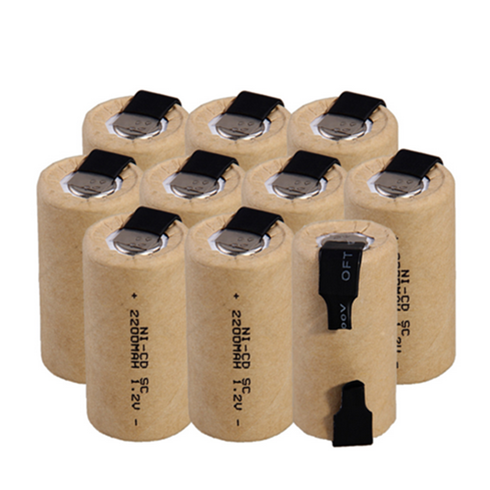 2-12pcs Screwdriver Electric Drill SC Batteries 1.2V 2200mah Sub C Ni-Cd Rechargeable Battey with Tab Power Tool NiCd SUBC Cells
