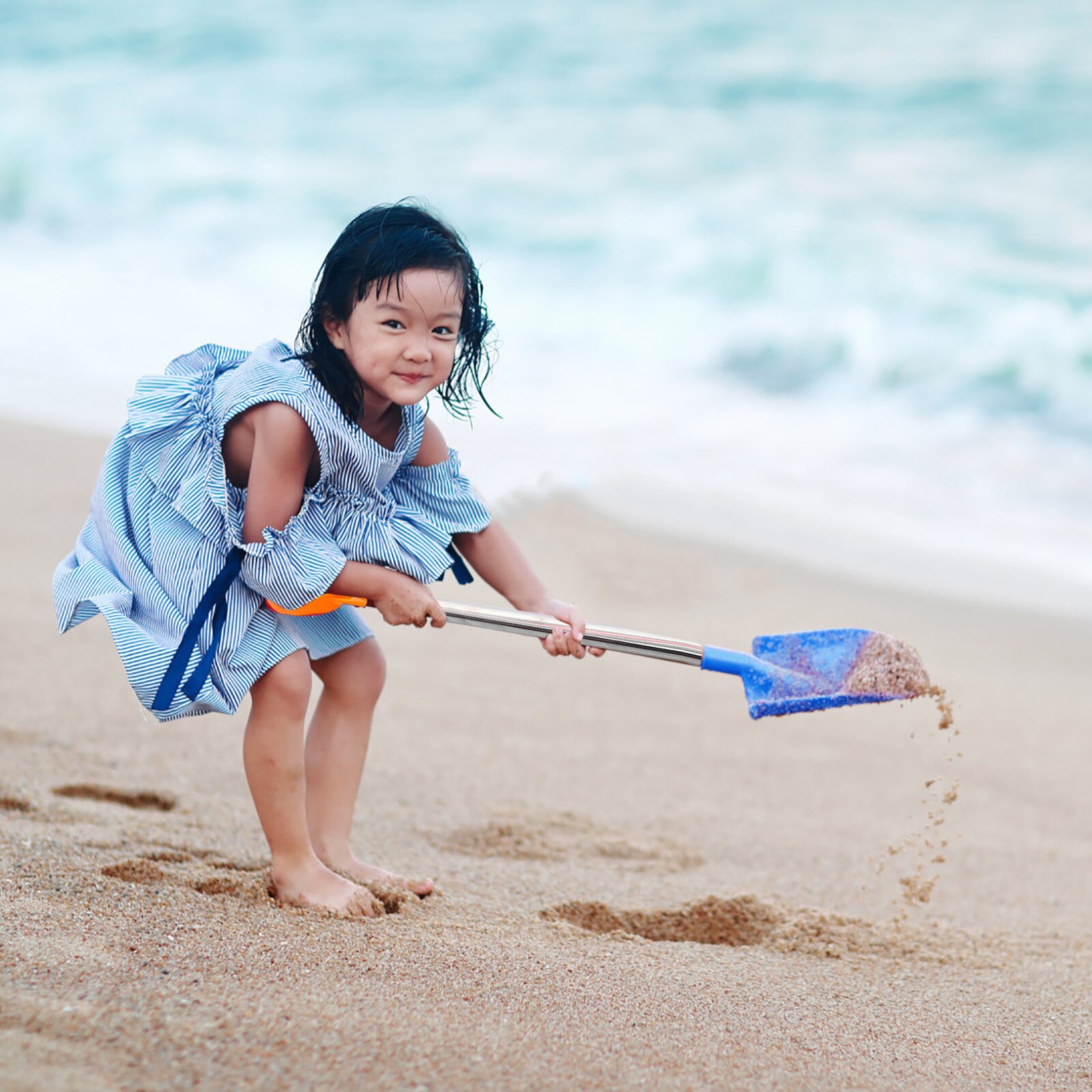 1Pcs Kinderen Sneeuw Schop Kinderen Strand Schop Met Rvs Handvat Kinderen Sneeuw Schop Tuingereedschap