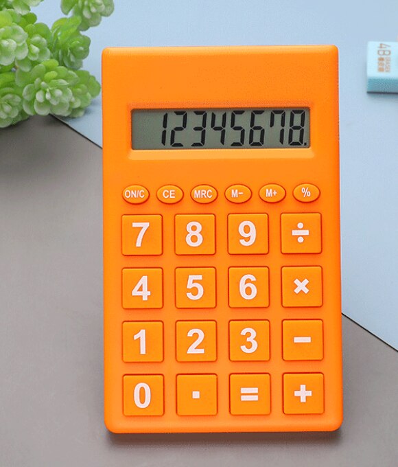 Cartoon Mini Calculator 8 Digits Display Dual Power Supply Cute Candy Color Calculadora Solar Hesap Calculatrice: Orange