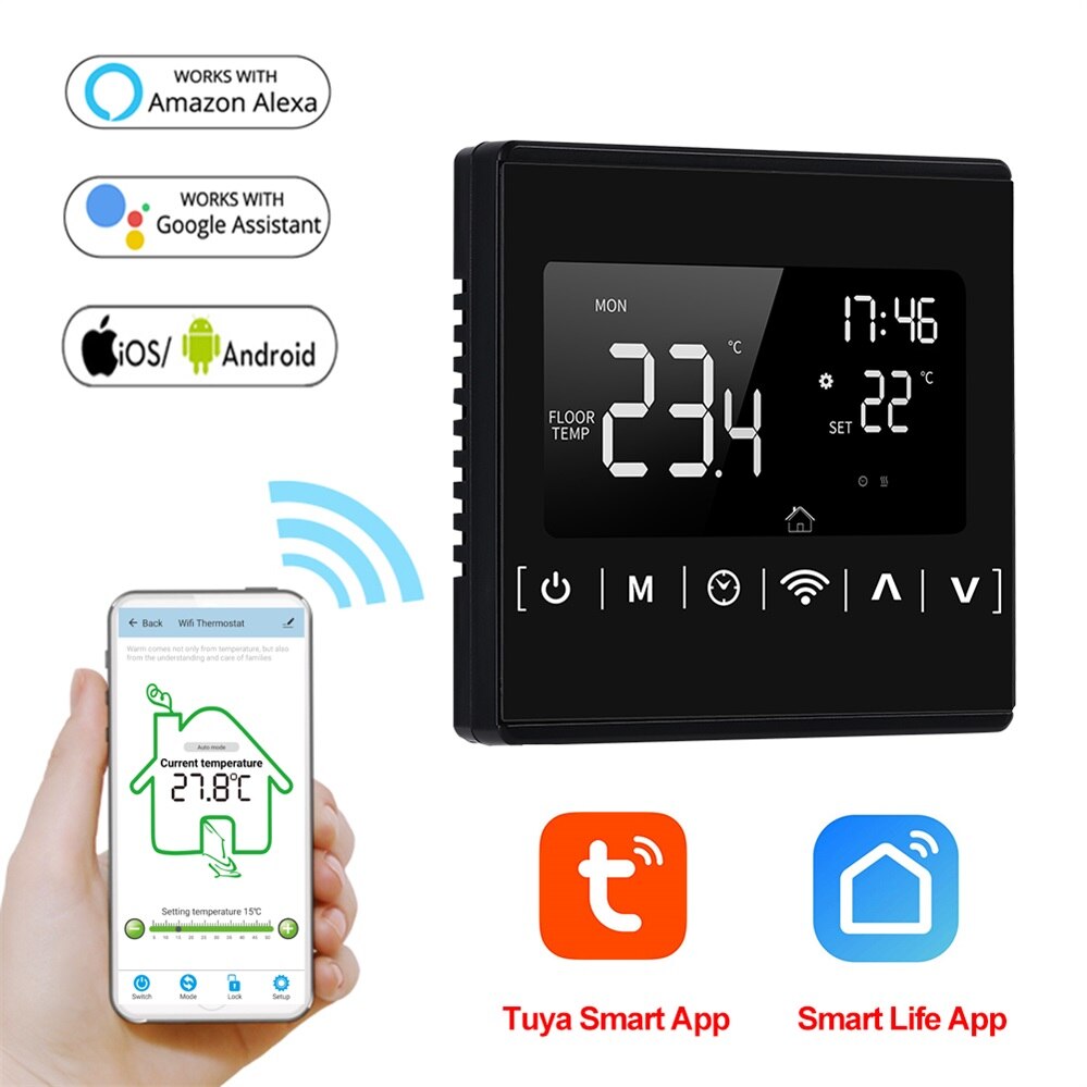 Smart WiFi Touch Thermostat Temperature Wireless Controller For Water/Electric Floor Heating Water/Gas Boiler Works Google Home