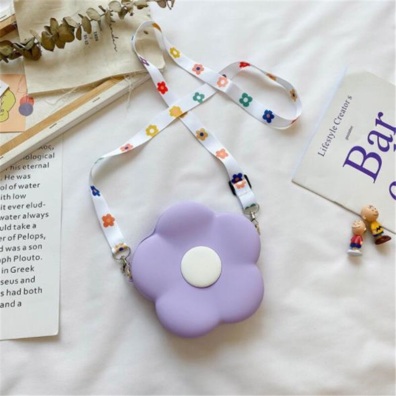 1Pcs Silicone Leuke Bloem Kinderen Tassen Portemonnee Prinses Zak Voor Baby Gril Party Beach Zomer: L purple