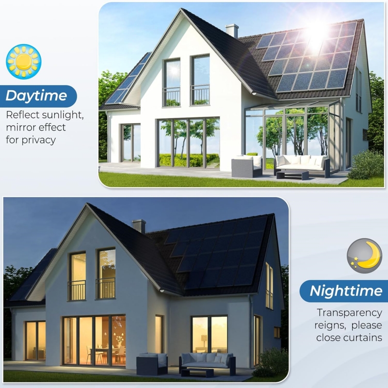 Window Film Mirror Effect One Way Vision Privacy Protection Anti-UV Rejection Building Sticker Solar Protection Window Tint